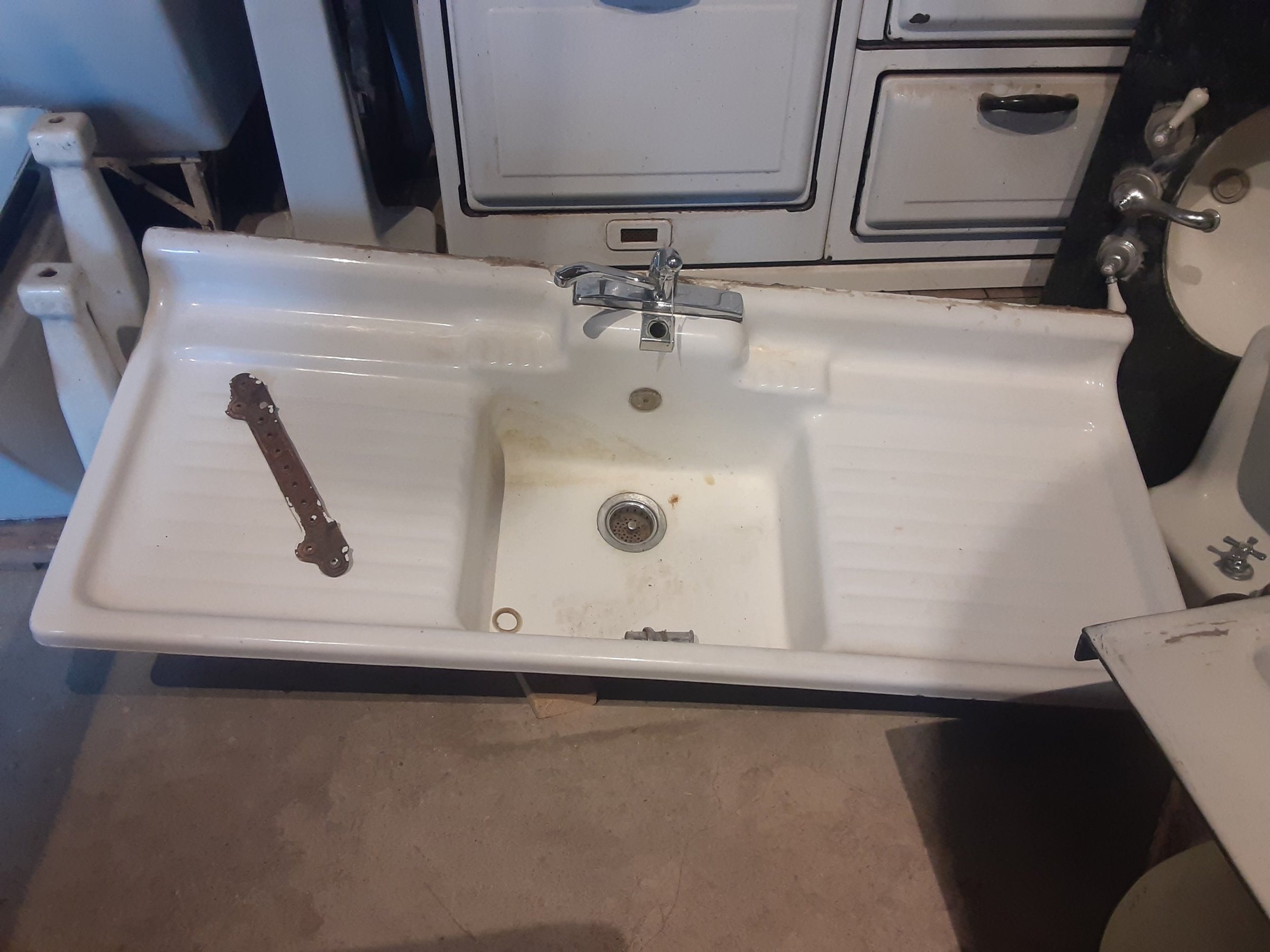 Midcentury Cast Iron Kitchen Sink With